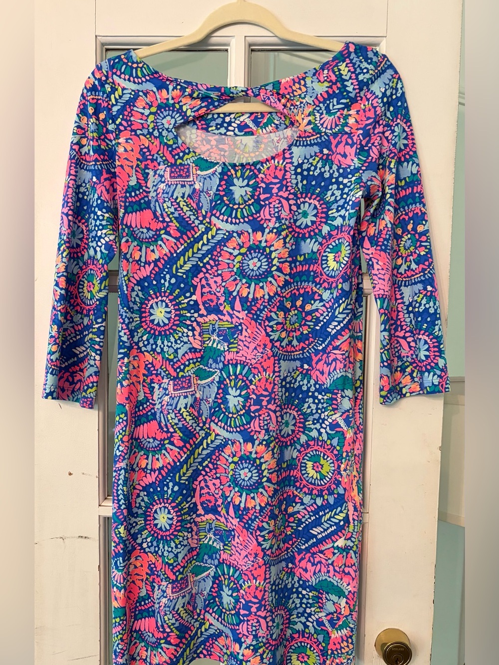 Lilly Pulitzer Blue Floral Neon-Print Mini Dress